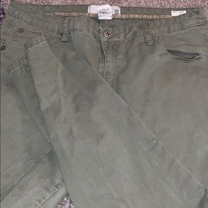 Men’s olive green slim denim